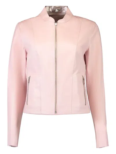 Lamarque Chapin Zip-front Leather Jacket In Pink