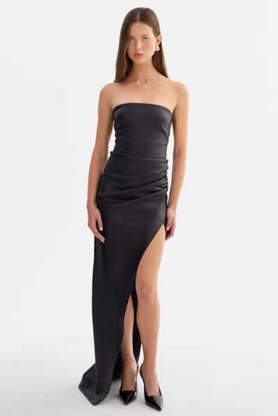 Lamarque Chriselle Strapless Leather Dress In Black