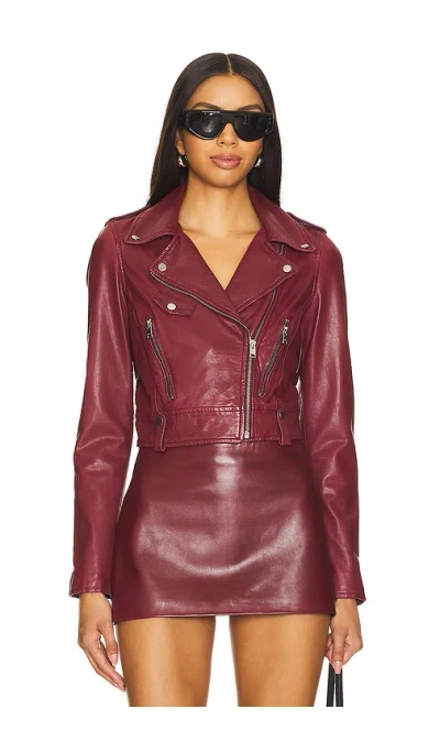 Lamarque Ciara Biker Jacket In Burgundy