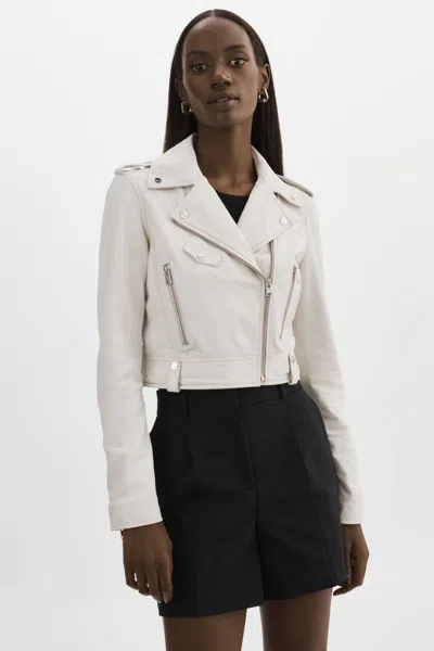 Lamarque Ciara Cropped Leather Biker Jacket