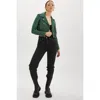 Lamarque Ciara | Cropped Leather Biker Jacket In Green