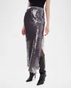 Lamarque Clara Sequined Straight Midi Skirt In Grey
