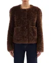 Lamarque Collarless Jacket In Brown