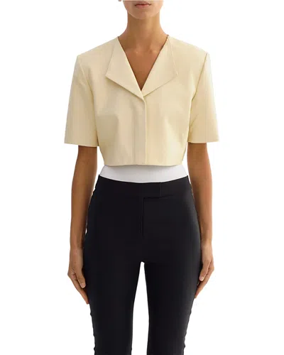 Lamarque Collarless Leather Jacket In Gold
