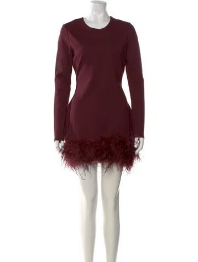 Pre-owned Lamarque Crew Neck Mini Dress In Burgundy