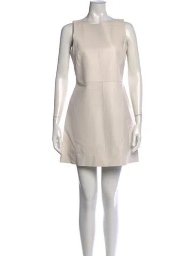 Pre-owned Lamarque Crew Neck Mini Dress In Neutral