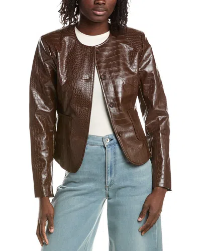 Lamarque Croco Jacket In Brown