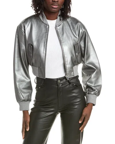 Lamarque Cropped Bomber Jacket In Silver