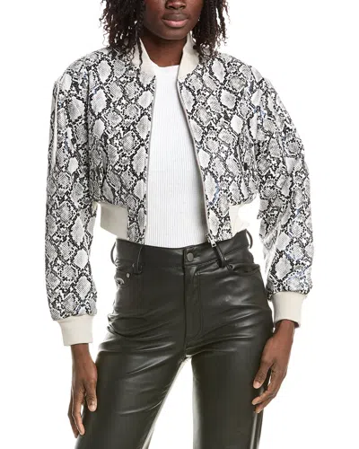 Lamarque Cropped Bomber Jacket In White