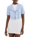 Lamarque Kirsi Short-sleeve Leather Jacket In Cool Blue