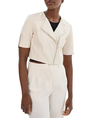 Lamarque Cropped Leather Jacket In Winter White