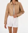 Lamarque Damiana Recycled Leather Cropped Jacket In Brown