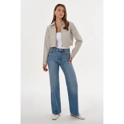 Lamarque Damiana Recycled Leather Cropped Jacket In Gray