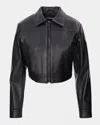 Lamarque Damiana Relaxed Leather Shirt Jacket In Black