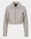 Lamarque Damiana Relaxed Leather Shirt Jacket In Dove