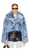 Lamarque Printed Faux Fur Jacket In Baby Blue