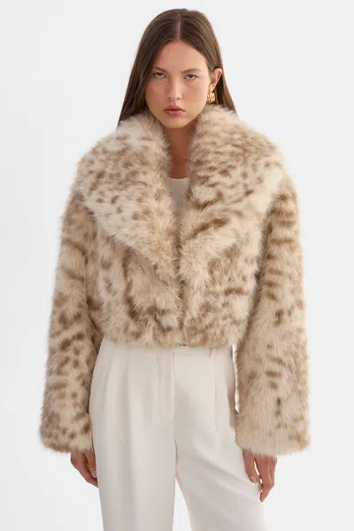 Lamarque Danika Leo Faux Fur Crop Jacket In Brown