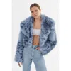 Lamarque Printed Faux Fur Jacket In Blue