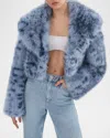 Lamarque Printed Faux Fur Jacket In Blue Leopard