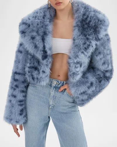 LAMARQUE DANIKA LEOPARD-PRINTED FAUX FUR CROPPED COAT