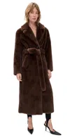 Lamarque Darelle Oversized Faux Fur Coat Walnut In Brown
