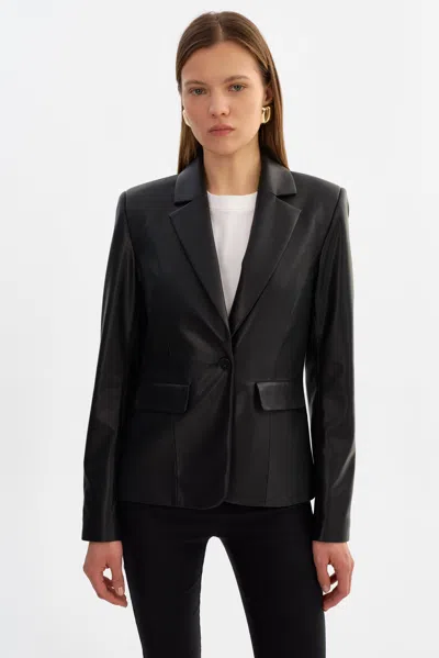 Lamarque Davie Faux Leather Blazer In Black