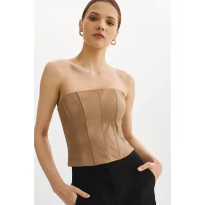 Lamarque Davina Leather Bustier In Neutral