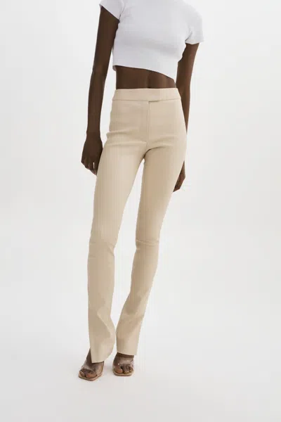 Lamarque Dawn Stretch Leather Pants In Neutral
