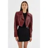 Lamarque Daylin Cropped Leather Jacket In Burgundy