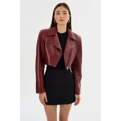 Lamarque Daylin Cropped Leather Jacket In Red