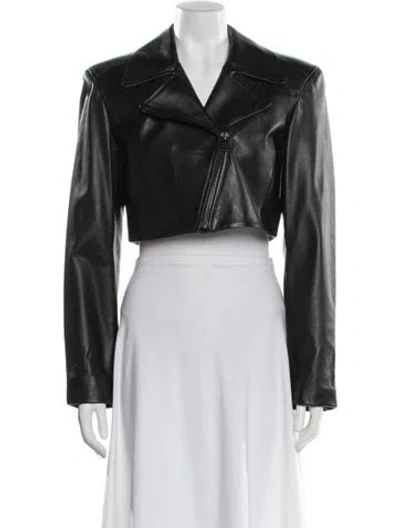 Pre-owned Lamarque Daylin Lamb Leather Biker Jacket W/ Tags In Black