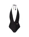 Lamarque Deep V Halter One Piece Swimsuit In Black