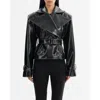 Lamarque Delania | Faux Leather Cropped Trench Coat In Black