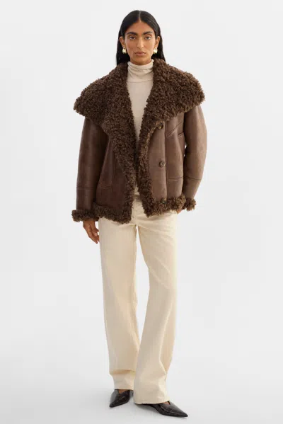 Lamarque Demi Faux Shearling Coat In Brown