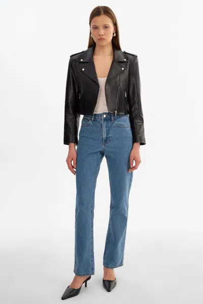 Lamarque Denalda Cropped Leather Biker Jacket
