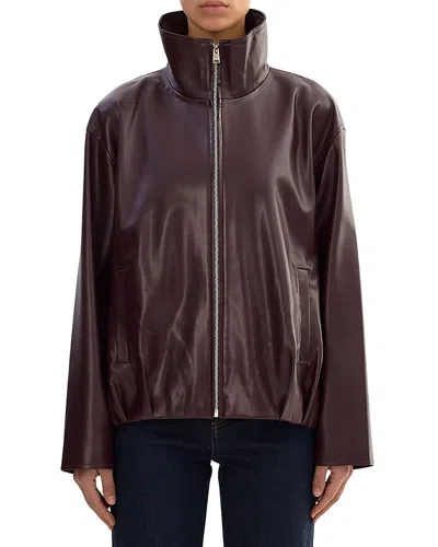 Lamarque Denita Faux Leather Oversized Bomber Jacket In Brown