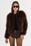 Lamarque Deora Feather Jacket In Chocolate