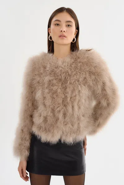 Lamarque Deora Feather Jacket In Neutral