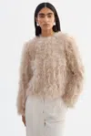 Lamarque Deora Feather Jacket In Neutral