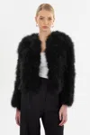 Lamarque Deora Feather Jacket In Black