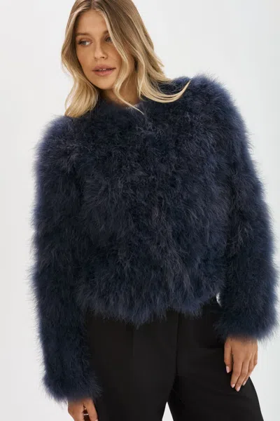 Lamarque Deora Feather Jacket In Blue
