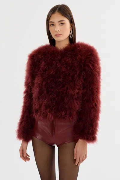 Lamarque Deora Feather Jacket In Brown