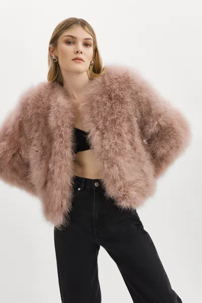 Lamarque Deora Feather Jacket In Neutral