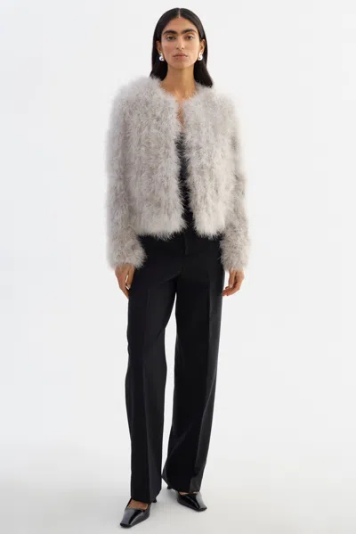 Lamarque Deora Feather Jacket In Gray