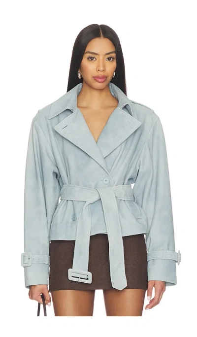 Lamarque Dhana Cropped Trench Coat In Blue