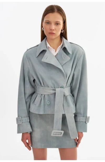 Lamarque Dhana | Suede Trench Jacket In Blue