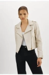Lamarque Holy Leather Biker Jacket With Removable Hood In White