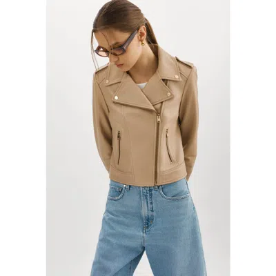 Lamarque Donna Gold | Iconic Leather Biker Jacket In Brown