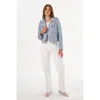 Lamarque Donna Iconic Leather Biker Jacket In Blue