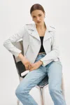 Lamarque Donna Iconic Leather Biker Jacket In White